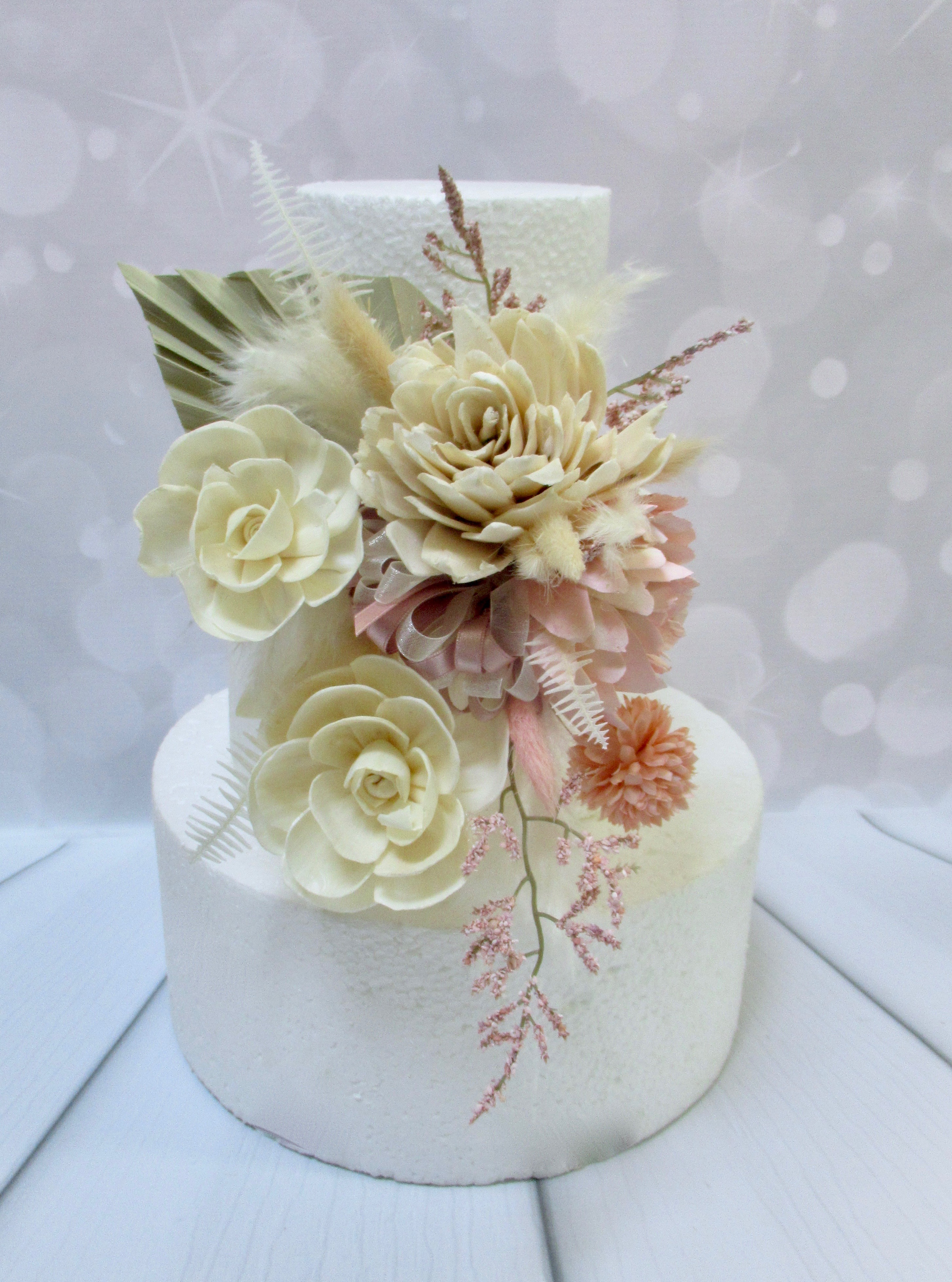 Boho inspired cake flowers, dried and preserved cake fowers